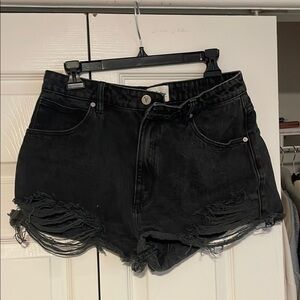 Abrand Black Distressed Women's Shorts